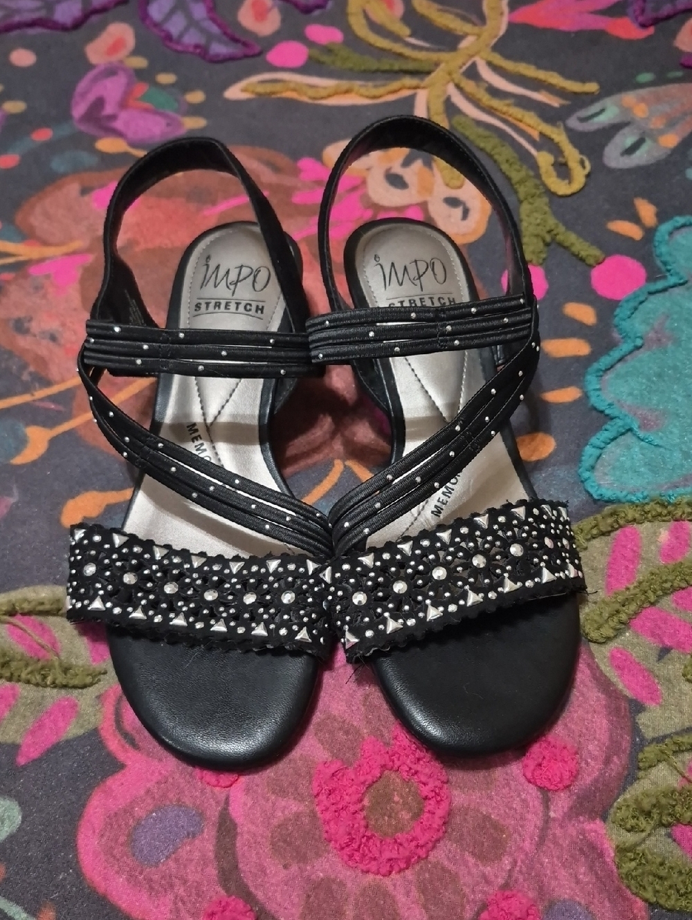 Impo Black Embellished Crisscross Dress Sandals